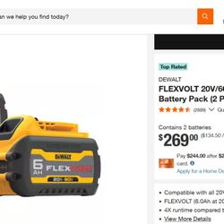 Dewalt Flexvolt 20v/60v 6.0 Ah 2 Pack And 4 Amp Charger