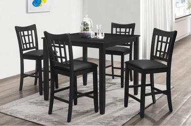Modern style counter height complete black wood table set