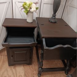 Black Distressed End Table Set 