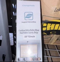 Changshade Cordless Zebra Dual Layer Light Filtering Blind Beige 33x72"