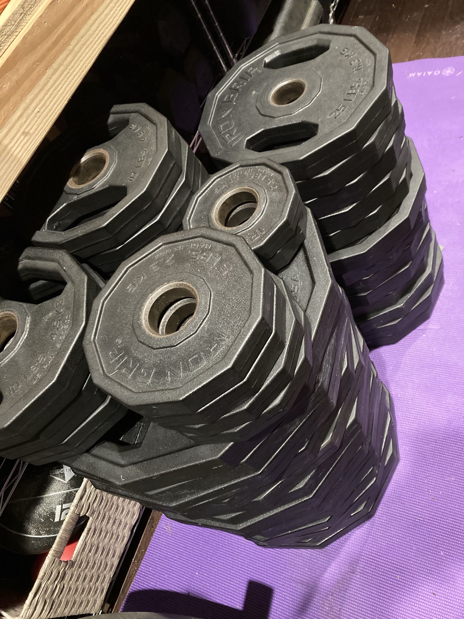 RARE Iron Grip Commercial Quality Urethane Wrapped Steel Weight Plates With Handles