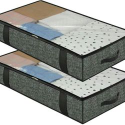 Foldable Underbed Bags - 2 Pack Blankets Clothes Comforters Storage Bag