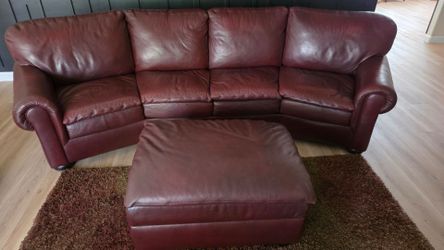 Leather sofa with storage ottoman