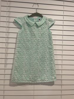 JANIE AND JACK Girl Blue Embroidery Floral Dress, size 5T