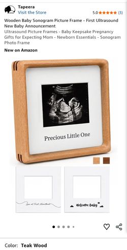 Wooden Baby Sonogram Picture Frame - First Ultrasound New Baby Announcement BRAND NEW