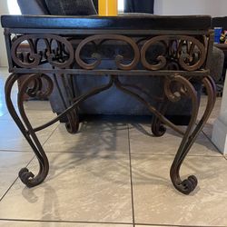 Wrought Iron Wood End Table
