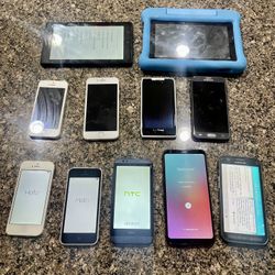 Lot of 9 cell phones and 2 tablets