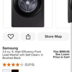 Samsung 4.5 cu. ft. High-Efficiency Front Load Washer with Self-Clean+ in Brushed Black