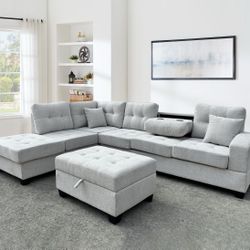 Sectional Sofa with Pillows 