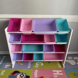 Extra Large Super-Sized 16 Bin Toy Organizer in White/Pink/Purple