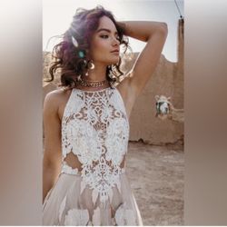 NWT Bohemian Lace Halter Dress - White Wedding 