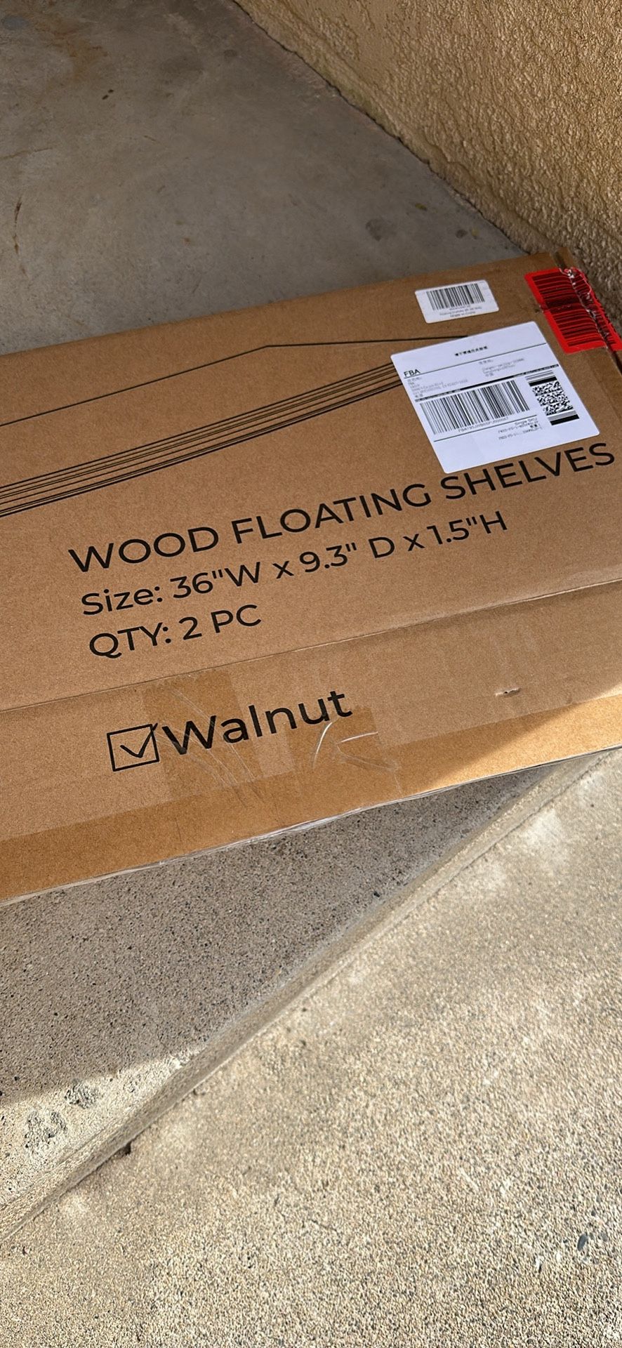 Wood Floating Shelves 2 Piece Walnut 36”’W NEW