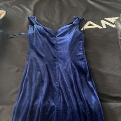 Navy Blue Velvet Long Dress