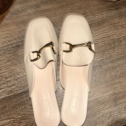 Women’s White Leather Mules 