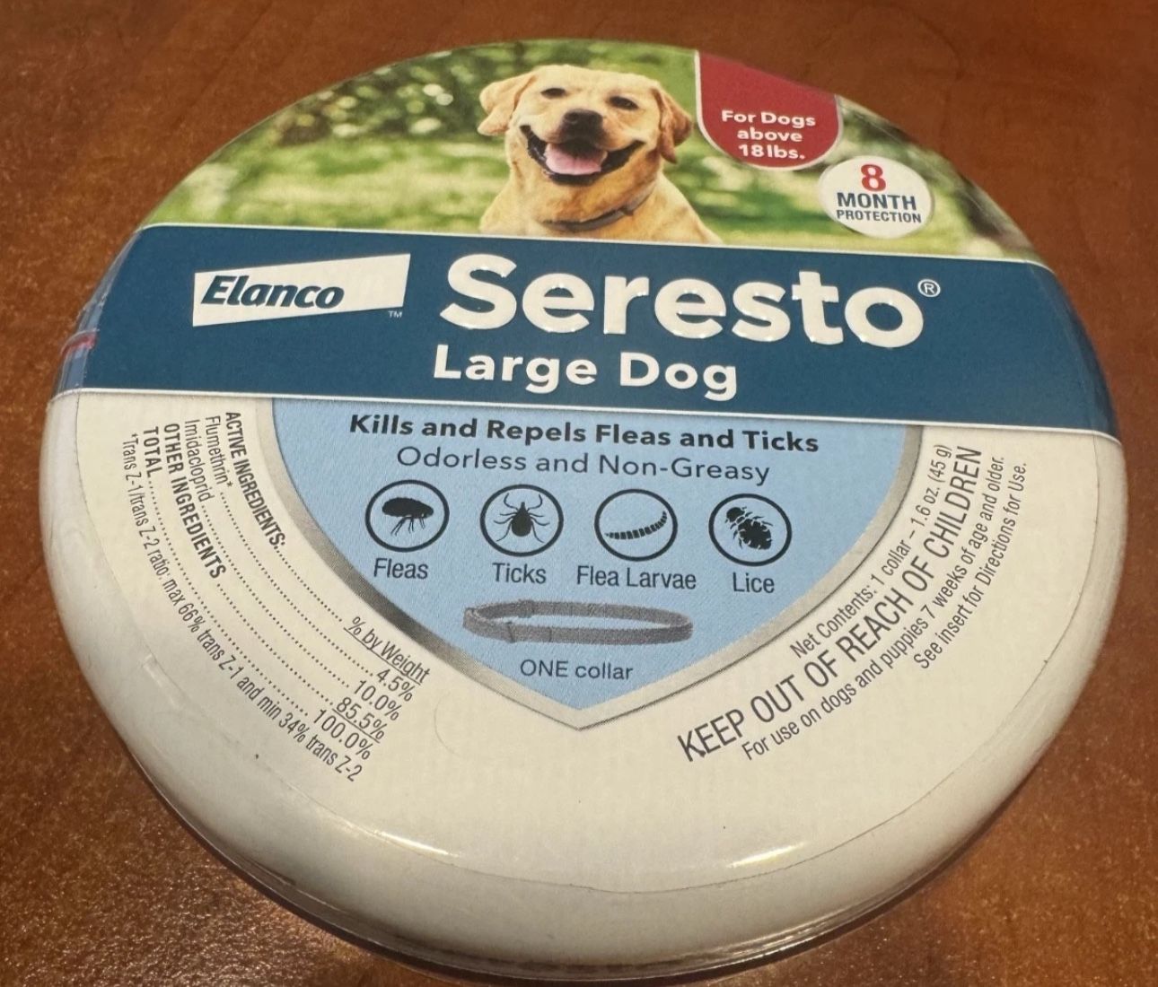 Authentic Seresto Flea & Tick Collar 8 Months Protection for Large Dogs 18 lbs+