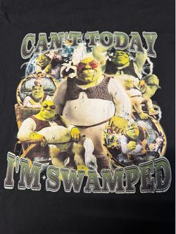 Funny Shrek “Can’t Today I’m Swamped” Graphic T-Shirt Adult L-XL Black
