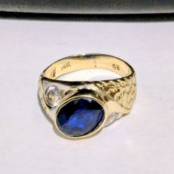 Men's Ring 14K Size 7 Blue 