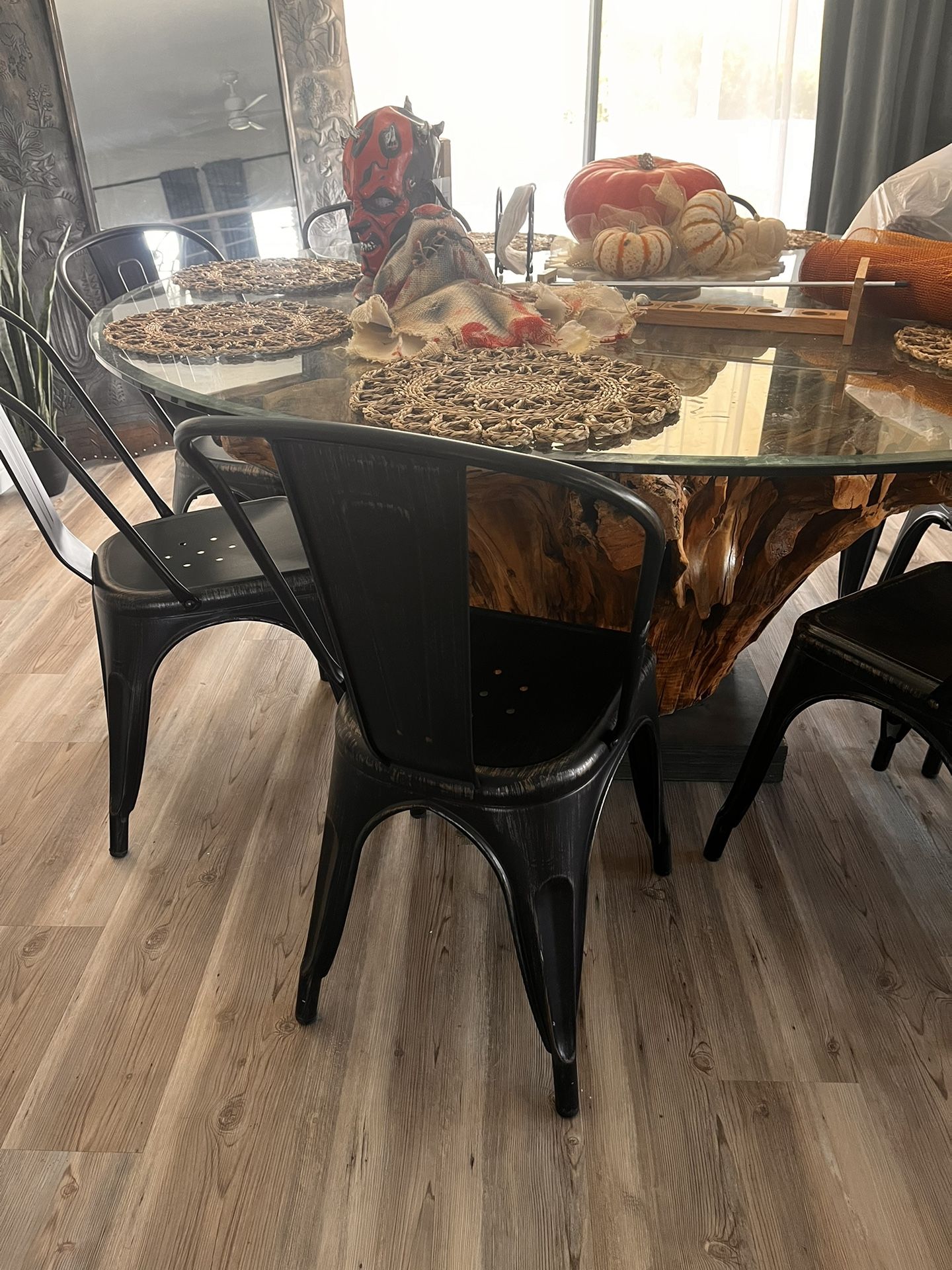 8 Metal Rustic Standard Chairs and 4 Counter height Chairs for Sale in