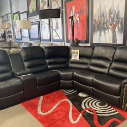 Black Leather Sectional 🖤☑️ $1,499
