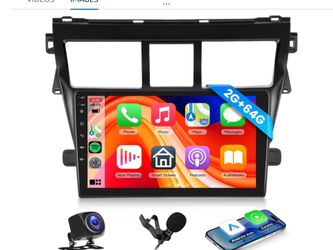 Car Stereo for Toyota Vios Yaris 2007-2014 Android Head Unit, Wireless Carplay Android Auto Mirror Link, 9 Inch Touch Screen Car Radio GPS,Bluetooth