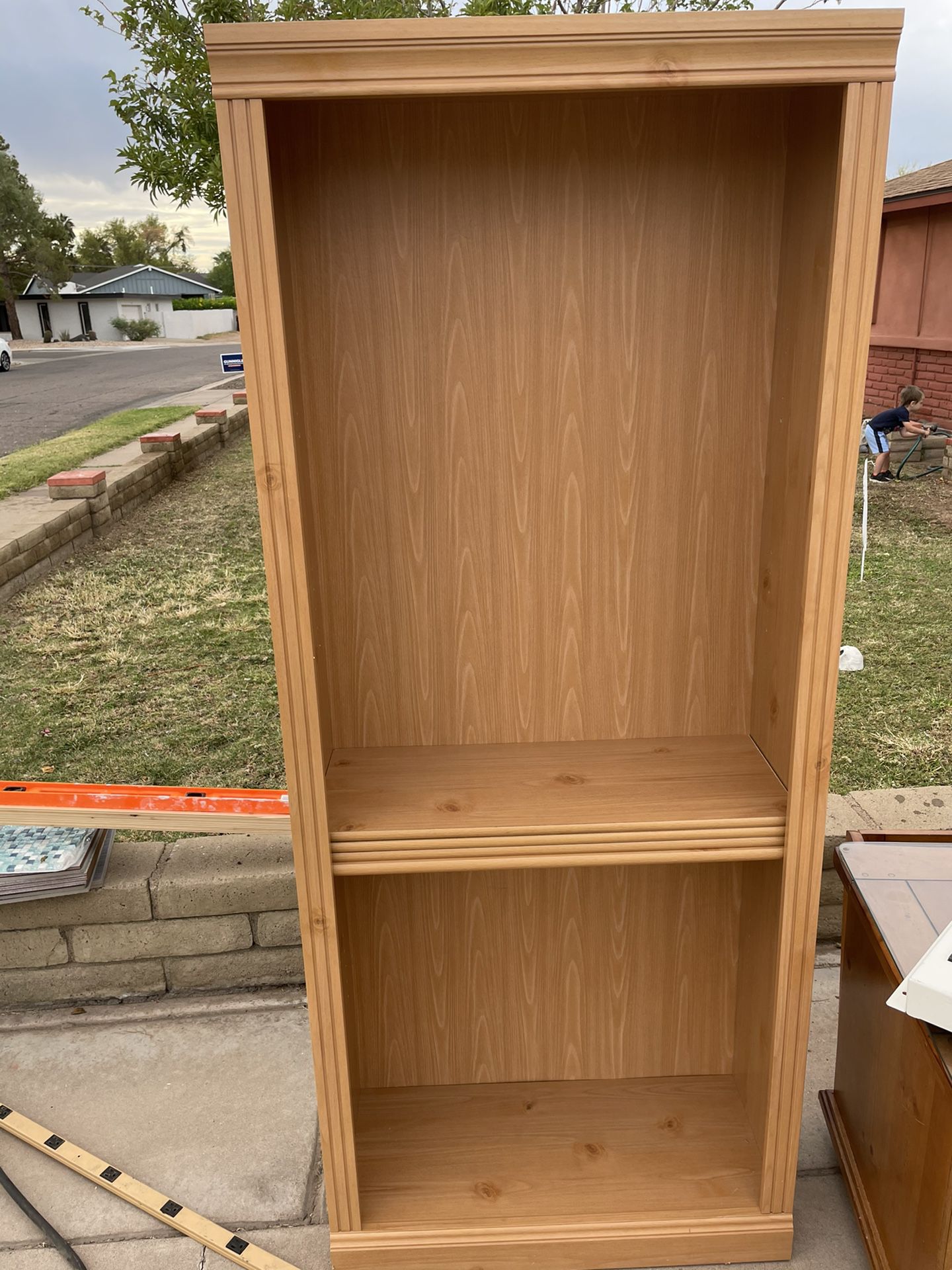 Pine bookshelves. Very good condition 6’ high x 2.5’ wide