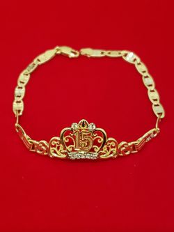 10kt Gold 15th Anios Tri Tone Bracelet 