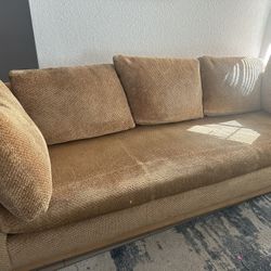 8f Long golden 70s Sofa Couch - Vintage Gold  Very Comfortable 