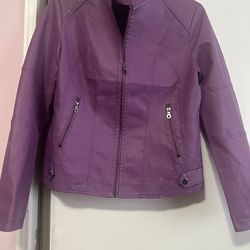 Purple faux leather motorcycle style  women