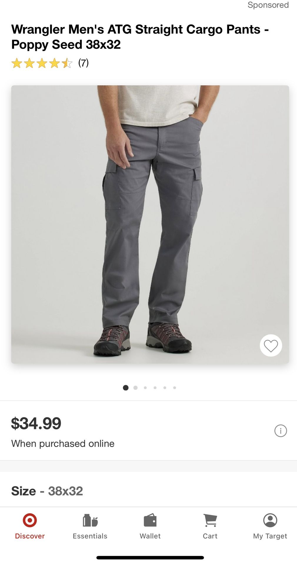 Wrangler Men’s ATG Straight Cargo Pants