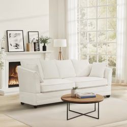 White sofa,82-in W Modern Beige Chenille 3-seater Loveseat