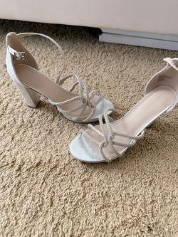 Silver heels with rhinestones size 9M