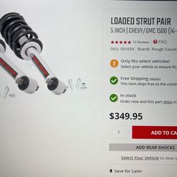 Rough Country Front Lift Strut Shocks With Coil Spring Chevy/ Gmc 1(contact info removed)-2018