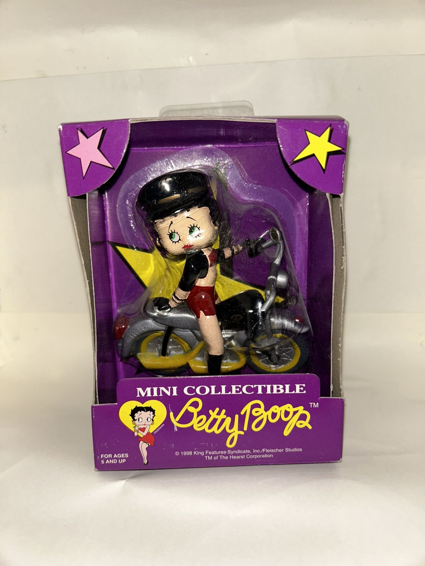 Vintage 1998 Mini Collectible Betty Boop Motorcycle Figure In Box