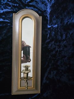 Vintage Home Interiors & Gifts Mirrored Wall Candle Sconce – Gold Tone