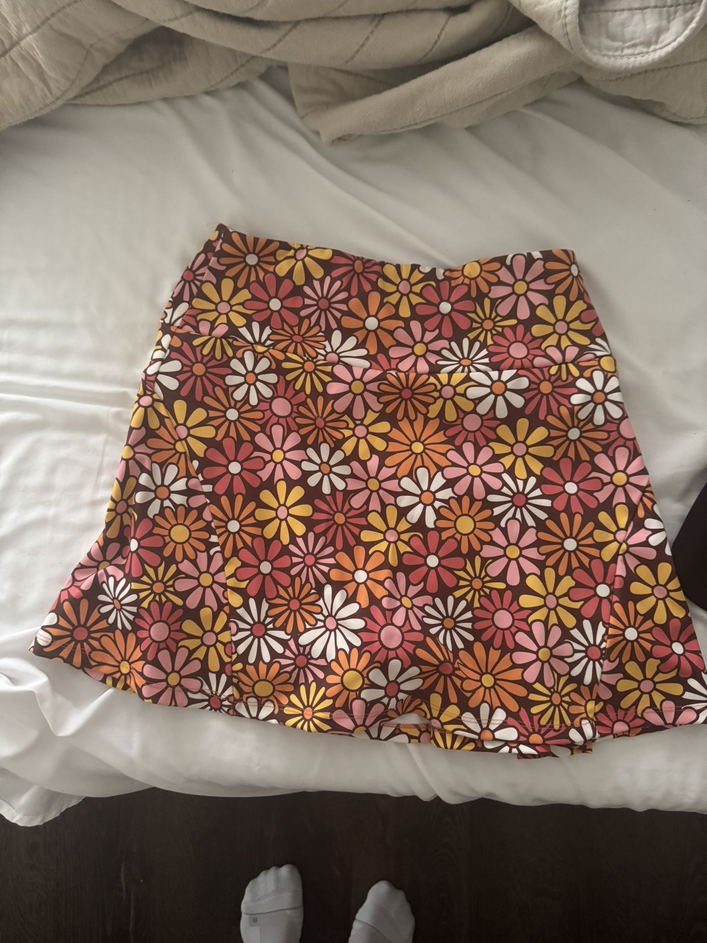 Floral Or Black Skater Skirt With Shorts