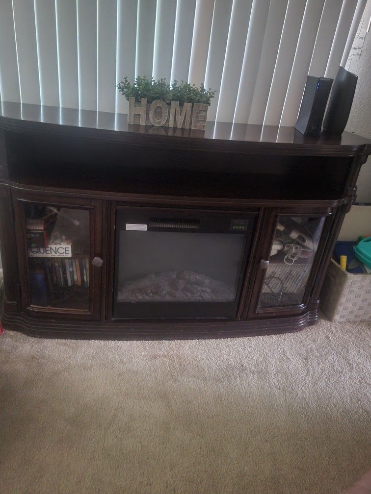 T.V Entertainment Table With Fireplace