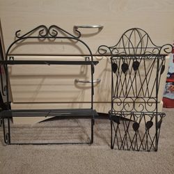 2 Black Metal Decorative Shelves