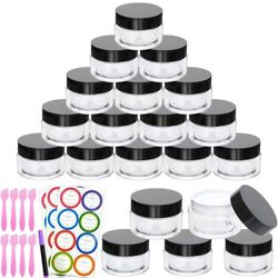 20 Pack 1oz Plastic Containers with Lids, Jars with Lids, Great for storing,lip balms, creams, ointments, cosmetics, samples