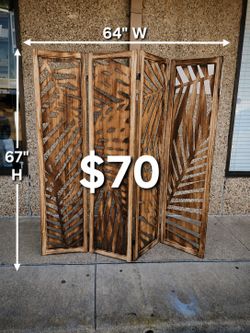 4 panels wood room divider (64"W×67"H)