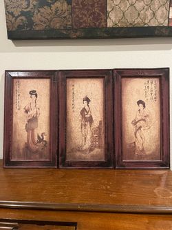 Set of 3 of Chinese Culture and Poet, ink-and-wash Style Portraiture Wall Art
