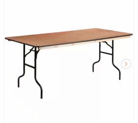 Natural Fielder 6 ft. Rectangular All-Occasion Wood Folding Event Table, Foldable Portable Banquet Table with Wooden Top