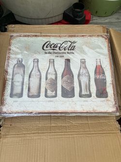 Coca-Cola Tin Metal Sign "In the Distinctive Bottle" Est. 1886 Coke Evolution