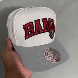 Alabama Crimson Tide Mitchell & Ness Snapback Hat – White/Grey (Pro Pinch Fit)