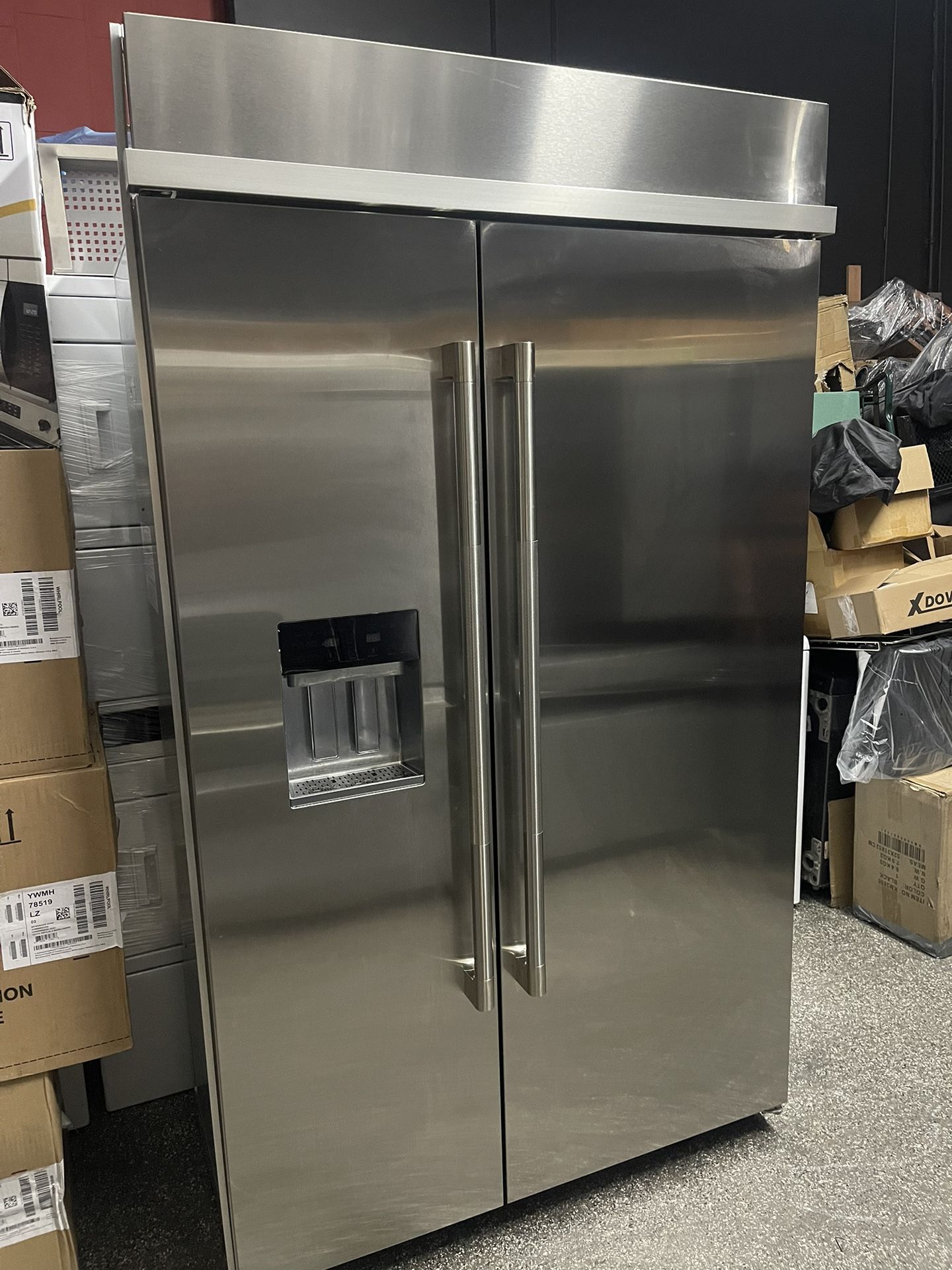 48β Inch Jenn Air Built in Side By Side Fridge, Black interior With Full LED Illumination