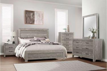Bedroom set 4 pc Grey finish, New Especial price 