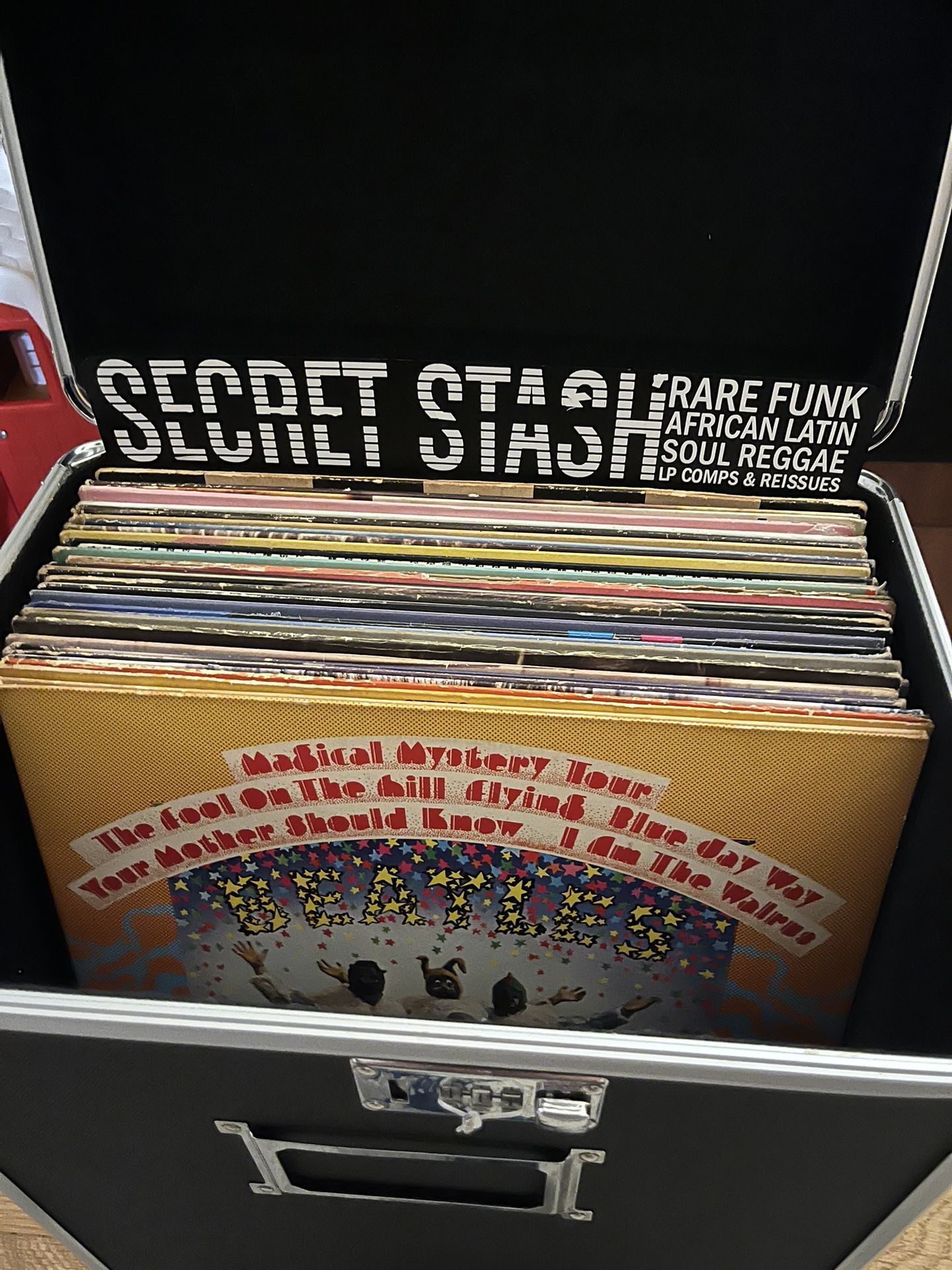 Stack of Classic Rock Vinyl Records