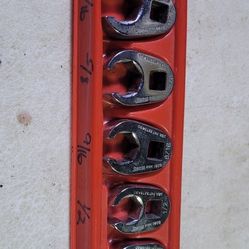Snap On Tools USA 3/8 Drive 7pc SAE Crowfoot Flare Nut Wrench Set Vintage 