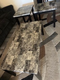 3 pieces coffee table with side tables