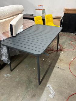 Novogratz Poolside Gossip, April 50" x 29" Rectangular Indoor/Outdoor Dining Table, Charcoal