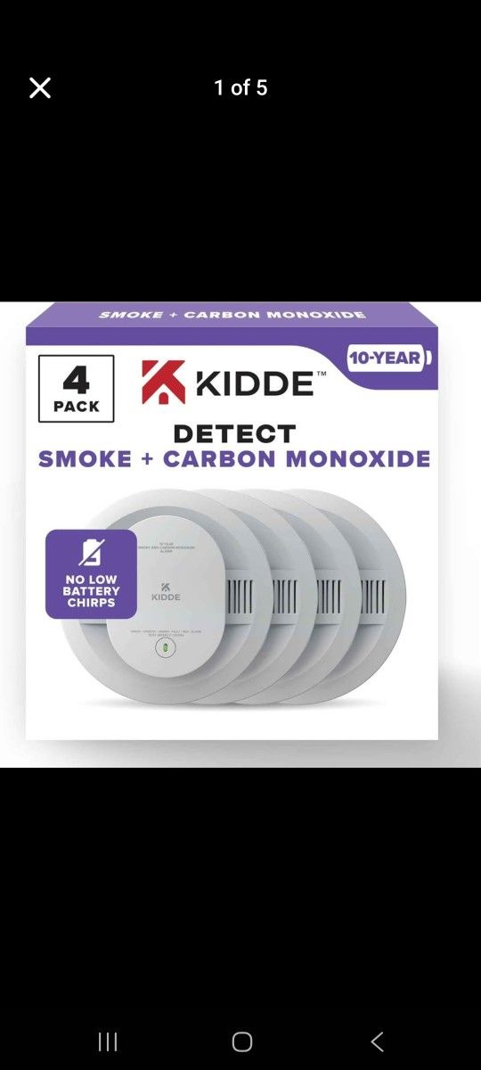 Kidde Smoke & Carbon Monoxide Detector, 10-Year Battery Powered, LED Warning Light Indicators, 4 Pac